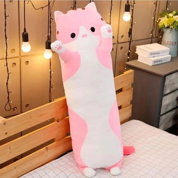 Мягкая детская игрушка Кот Батон 70 см, Розовый / Плюшевая игрушка подушка длинный котенок PINKCAT70 фото