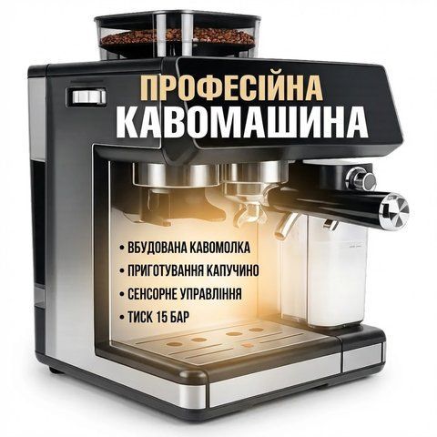 Кавомашина автоматична Zepline ZP-6807 1500 Вт з кавомолкою та капучинатором 20 Бар ZP6807 фото