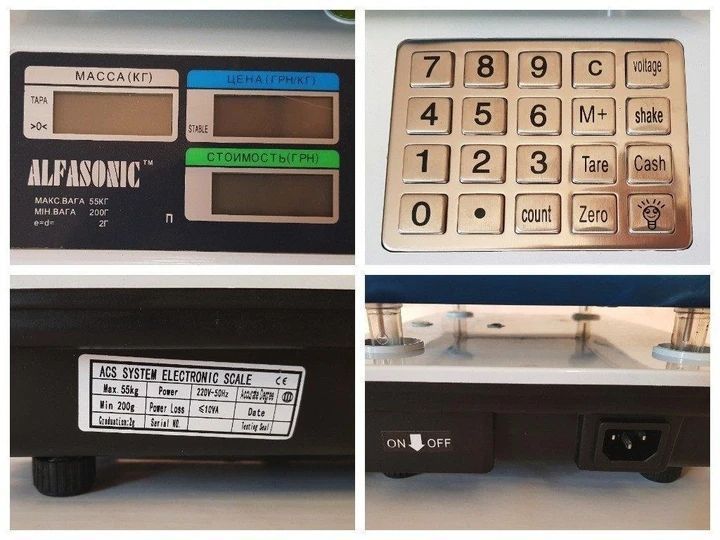 Ваги торговельні електронні Alfasonic AS-A099 настільні, до 55 кг, металеві кнопки ASA099 фото