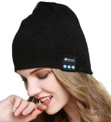 Шапка із вбудованою bluetooth гарнітурою навушники-гарнітура чорна MSN55 фото