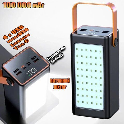 Повербанк 100000 mAh YM-655 широка коробка, Зовнішній акумулятор із швидкою зарядкою, Powerbank YM655 фото