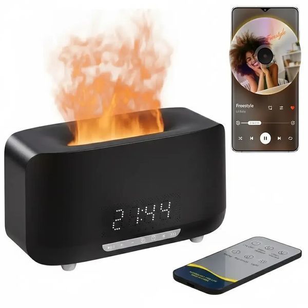 Увлажнитель воздуха ночник с эффектом пламени Bluetooth колонка 7835 фото