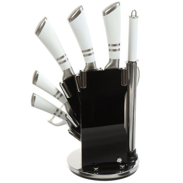 Набір ножів нержавіюча сталь на підставці 9 предметів kitchen knife set wl-707-1 WL7071 фото