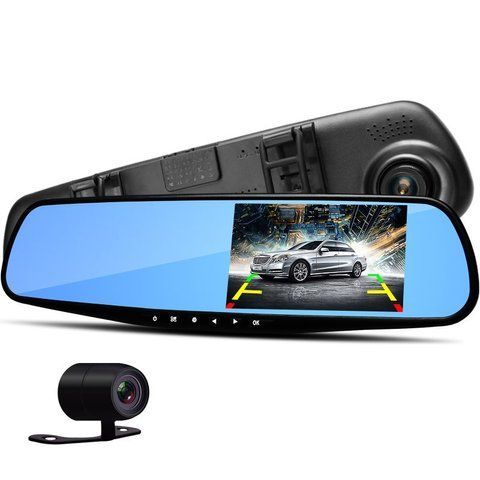 Автомобільне дзеркало відеореєстратор на 2 камери VEHICLE BLACKBOX DVR 1080p камерою заднього виду. 9004 фото
