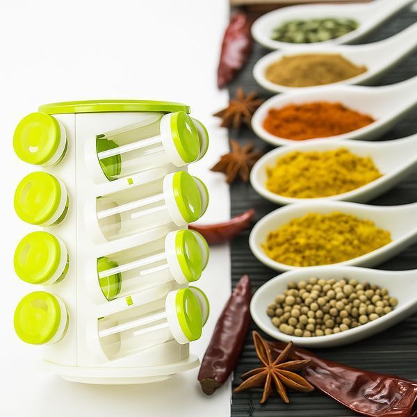 Органайзер ПЛАСТИК для спецій кухонний Spice Rack 16 в 1, що обертається Стійка для спецій карусель SPIC161 фото