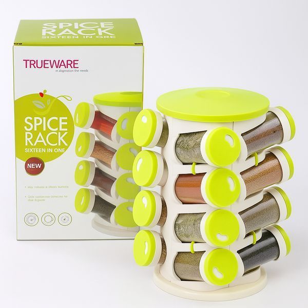 Органайзер ПЛАСТИК для спецій кухонний Spice Rack 16 в 1, що обертається Стійка для спецій карусель SPIC161 фото