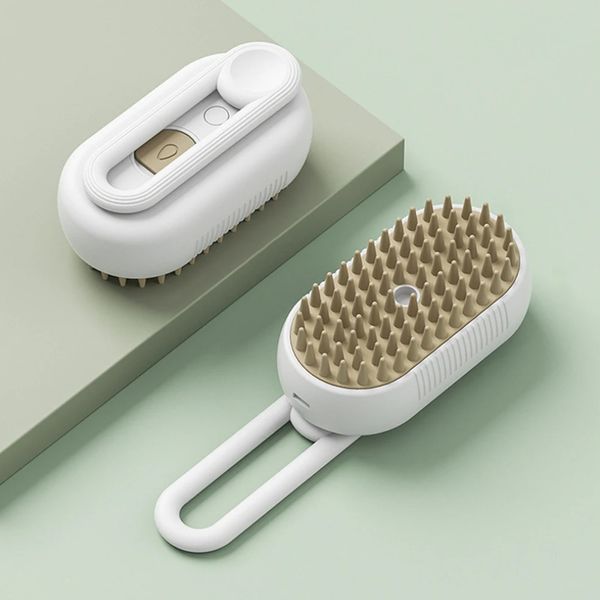 Щетка расческа с паром для кошек и собак, от USB, Steamy Brush XL-889, Белая / Щетка для вычесывания шерсти XL8893297 фото