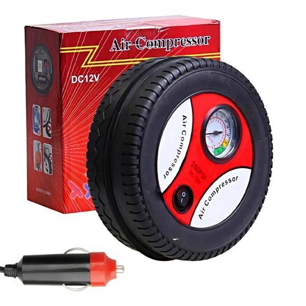 Автомобільний компресор у формі колеса 12V, 260 PSI / Автокомпресор для швидкого підкачування коліс KL013 фото