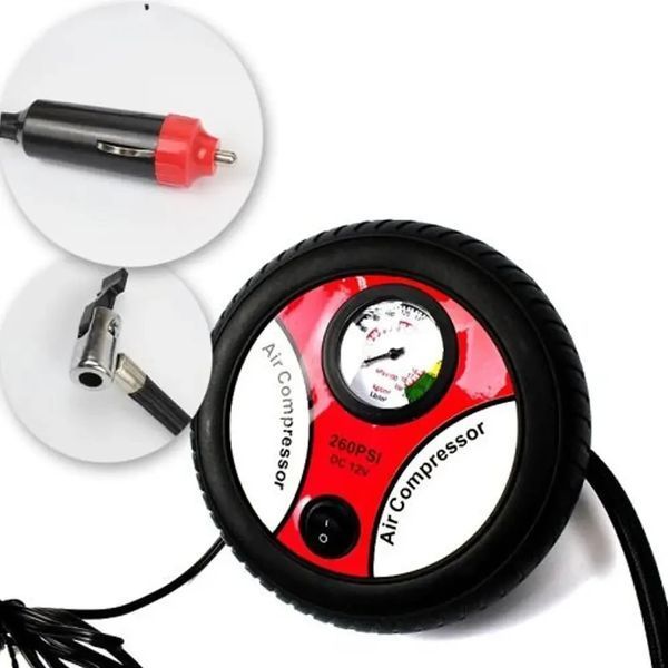 Автомобільний компресор у формі колеса 12V, 260 PSI / Автокомпресор для швидкого підкачування коліс KL013 фото