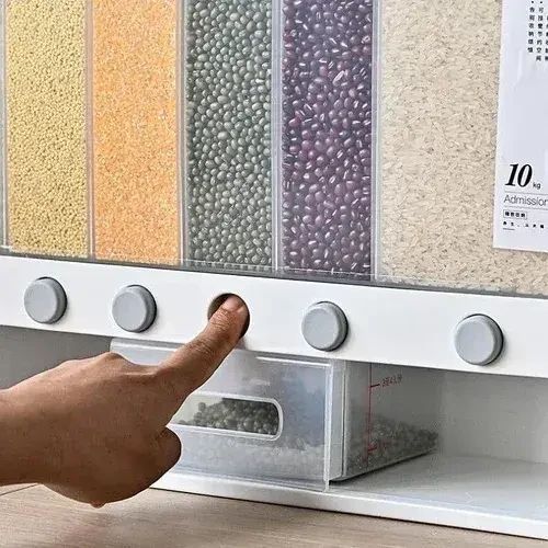 ОРГАНАЙЗЕР для сыпучих продуктов Assorted Grain Rice Bucket Диспенсер, с кнопкой дозатором для круп 6 секций MA2000 фото