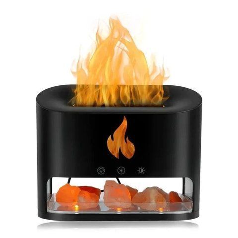 Зволожувач повітря Docsal Flame 3в1 з ультразвуковим зволоженням та соляним камінням. Чорний FLA31 фото