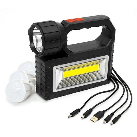 Сонячна зарядна станція OK-718S-A з LED+COB ліхтарем 10 Вт, PowerBank, сонячна панель, 3 виносні лампи, акумуляторна ручна OK718SA фото