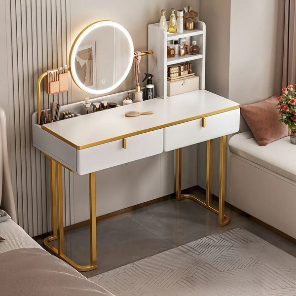 Макияжный столик 80х120х42 см с круглым LED зеркалом 37 см STL-MD 105 STLMD105 фото