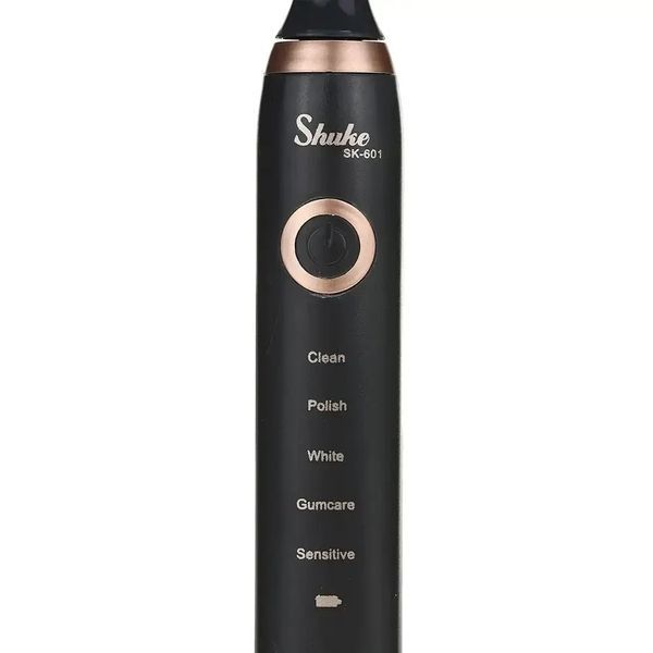 Електрична зубна щітка Shuke SK-601 акумуляторна з 4 насадками Чорна BLACK601 фото