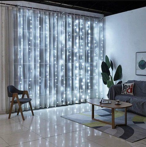 Гірлянда штора Велика крапля роси на пульті 3х3 метри 300 led на USB White 8 режимів світіння DEL300 фото