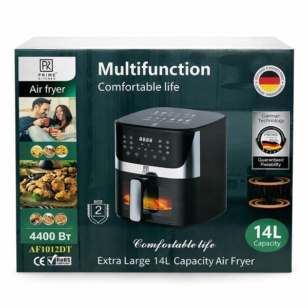 Аерогриль Prime Kitchen AF1012DT, 14 л, з подвійними нагрівальними елементами (2 ТЕНи), сенсорне керування, вікно огляду, 80&ndash;200 AF1012DT фото