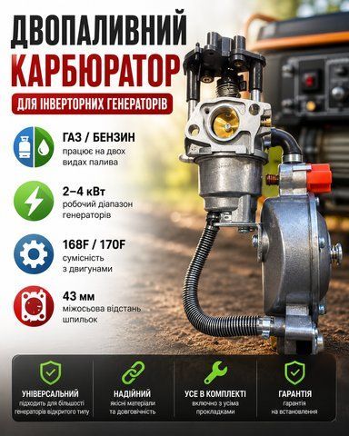 Карбюратор газовий редуктор для інверторного генератора відкритого типу 3-4 квт газ/бензин 550169970 фото