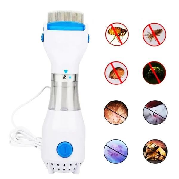 Расческа электрическая для удаления вшей и блох V-Comb Licetec с вытяжкой электро гребень от паразитов белый COMB240 фото