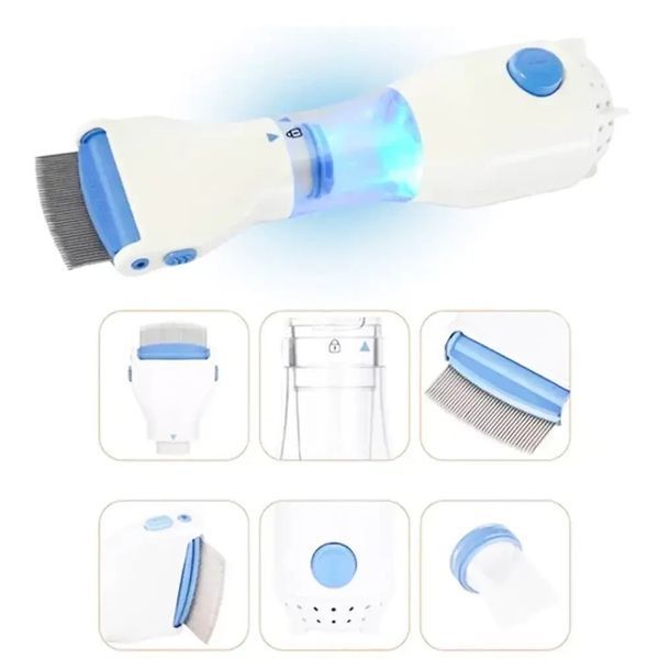 Расческа электрическая для удаления вшей и блох V-Comb Licetec с вытяжкой электро гребень от паразитов белый COMB240 фото