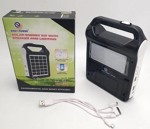 Радіо-ліхтар із сонячною панеллю Bluetooth Power Bank станція 2400мА (знімні 2*18650) EASY POWER EP-036 ESP036 фото