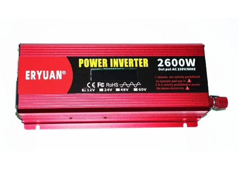 Перетворювач напруги інвертор Eryuan 2600W LCD DC/AC 12V-220V з чистою синусоїдою та вольтметром ERY2600 фото
