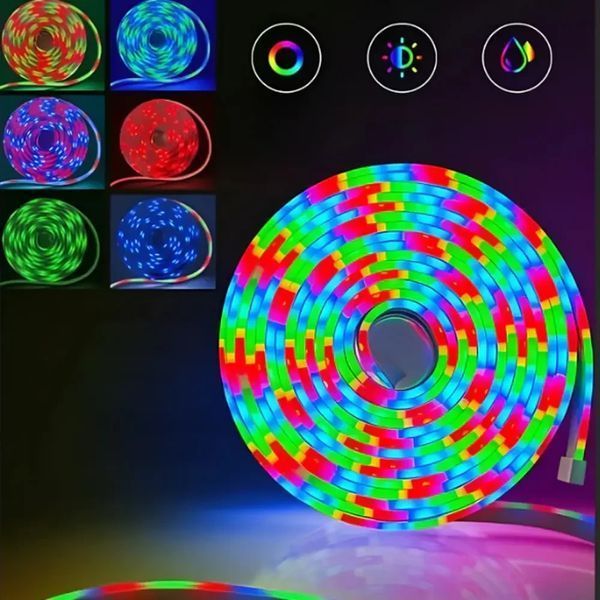 Розумна неонова стрічка від USB, 10 м, пульт + Bluetooth, Rgb / RGB стрічка / Гнучкий неон / Стрічка світлодіодна AN5681 фото