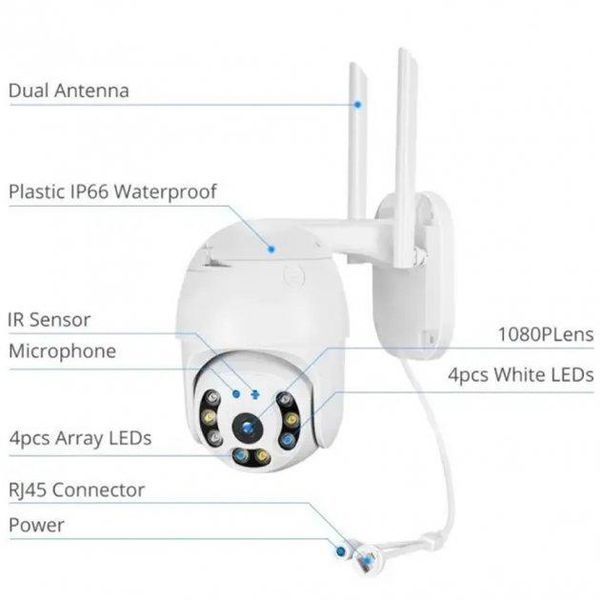 Поворотная уличная IP камера видеонаблюдения PTZ WiFi xm 2mp с удаленным доступом PTZ258 фото