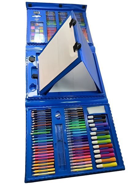 Набор для рисования Art Set (176 предметов) с мольбертом в чемоданчике Голубой SET176 фото