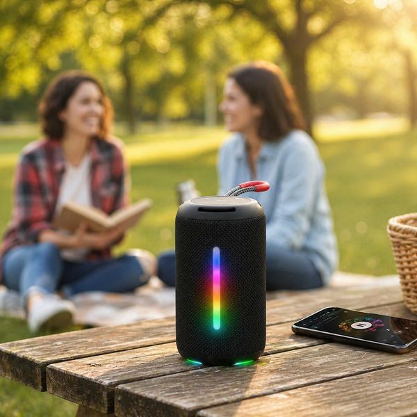 Портативная Bluetooth колонка JC-500 10 Вт с RGB LED подсветкой, аккумуляторная беспроводная мини-колонка JC500 фото