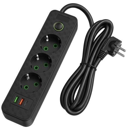 Удлинитель 3 розетки с USB Type C 2 м 2500 Вт 26X363 фото