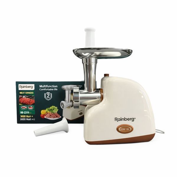 Електрична м'ясорубка Rainberg RB-2319 3000 Вт із захистом двигуна бежева BEIGRB2319 фото