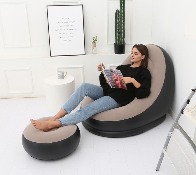 Надувное садовое кресло с пуфиком Air Sofa Comfort zd-33223, велюр, 76*130 см zd-33223 фото