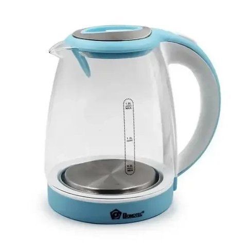 Електрочайник Domotec MS 8111 синій/біле скло 1,8 л ha Скляний електричний чайник MS8111 фото