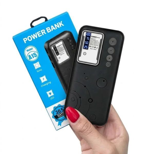 Повербанк 40000mAh, LED-дисплей, 3 USB, А 15, Чорний / Power Bank / Павербанк / Зовнішній акумулятор / Повербанк для телефону Подро 234635307 фото