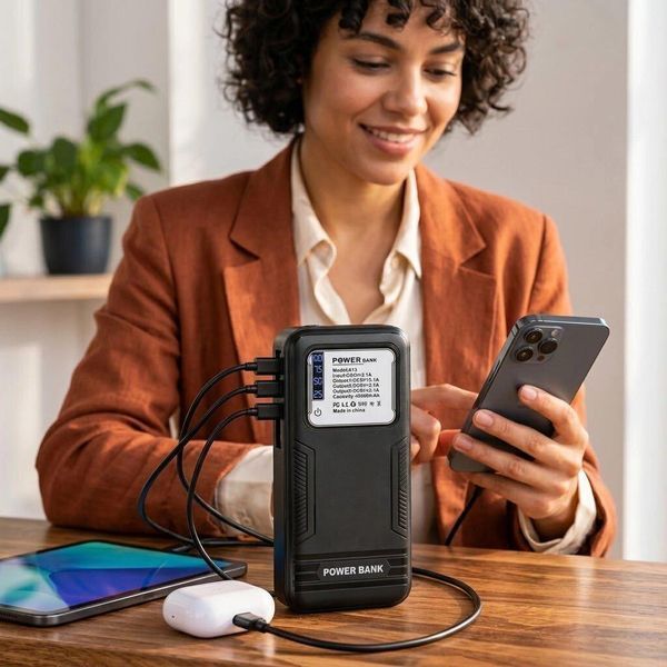 Повербанк 40000mAh, LED-дисплей, 3 USB, А 13, Чорний / Павербанк / Power Bank / Зовнішній акумулятор 234635089 фото