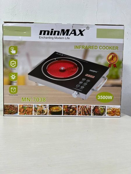 Інфрачервона плита 3500Вт, minMAX MN-7038, Чорна / Настільна електрична плита / Електроплита на одну конфорку MN7038 фото