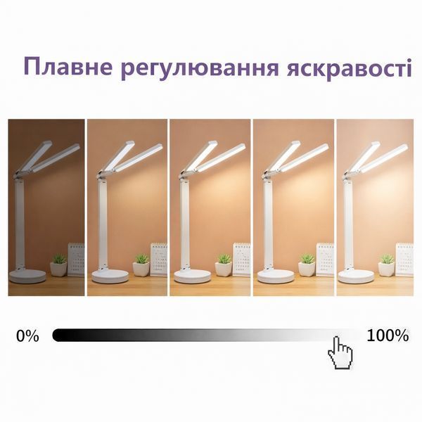 Светодиодная настольная лампа с двумя плафонами на аккумуляторе с термометром, часами, календарем CC2345 фото