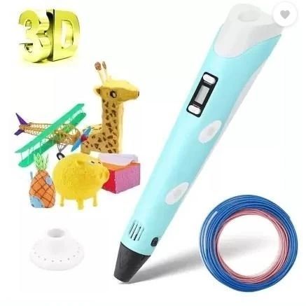 Крута 3D-Ручка З Lcd Екраном 3Dpen Повний Набір Пластик І Трафарети Блакитний PENBLU33 фото