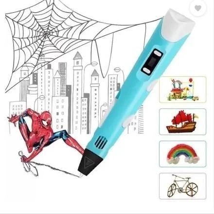Крута 3D-Ручка З Lcd Екраном 3Dpen Повний Набір Пластик І Трафарети Блакитний PENBLU33 фото