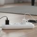 Мережевий фільтр подовжувач 2м, 2500Вт, 6&times;220В, 2хUSB, 1хType-C, WL-1, Білий/Мережевий подовжувач з вимикачем WL1 фото 4