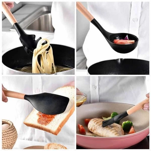 Набір аксесуарів для кухні 12 предметів Kitchen Set, RD-1204 Кухонний набір в склянці Чорний BLAC1204 фото
