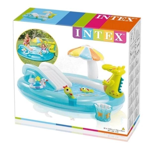 Детский надувной игровой центр Intex Аллигатор 201х170х84см с горкой и аксессуарами 57165 N57165 фото