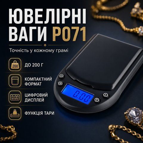Ювелірні ваги електронні 0.01-200 г, P071, Чорні / Цифрові ваги високоточні / Міні-ваги / Ваги для ювелірних виробів P071 фото