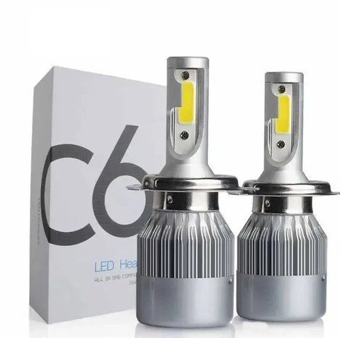 Комплект автомобільних світлодіодних LED ламп із охолодженням С6 LED H4 LED лампи для авто 3800Лм С6H4 фото